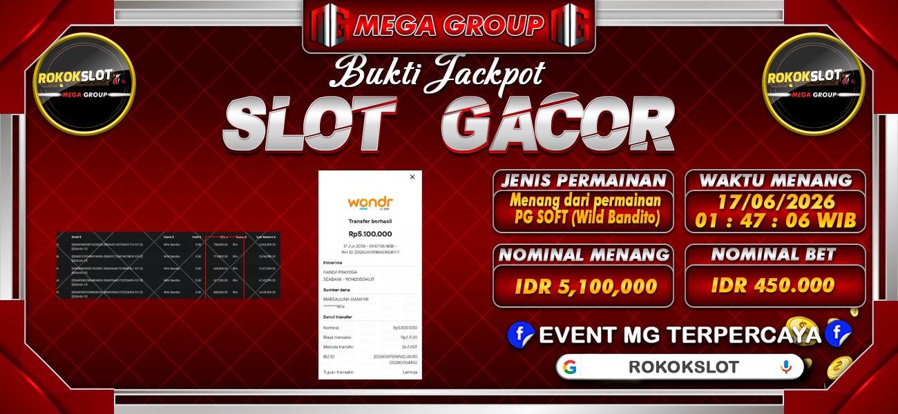 Bukti JP situs Rokokslot hari Rabu, 17 Juni 2026