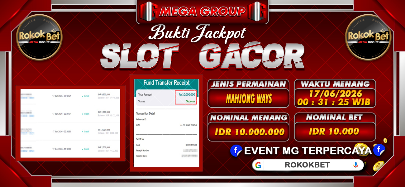 Bukti JP situs Rokokbet hari Kamis, 18 Juni 2026